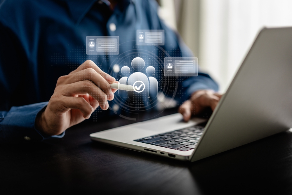 Human,Resources,Manager,Use,Stylus,Pen,Point,To,Human,Icons